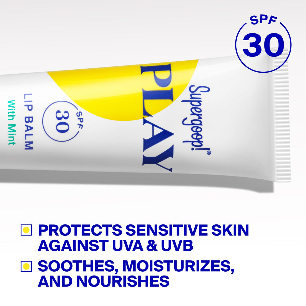 Supergoop! PLAY Lip Balm SPF 30 - Broad Spectrum SPF Lip Balm with Hydrating Honey, Shea Butter & Sunflower Seed Oil - Great for Active Days
