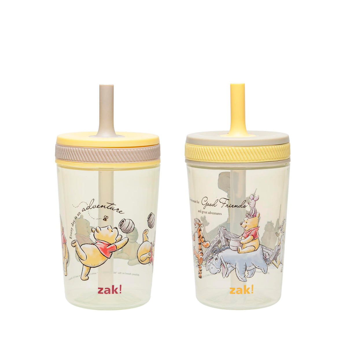 Zak Designs Kelso Toddler Cups For Travel or At Home, 15oz 2-Pack Durable Plastic Sippy Cups With Leak-Proof Design is Perfect For Kids (Sweet Berry, Lemon Zest)