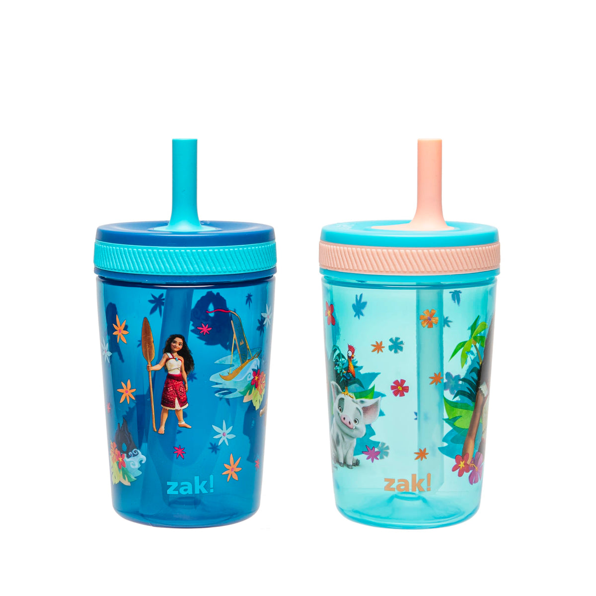 Zak Designs Kelso Toddler Cups For Travel or At Home, 15oz 2-Pack Durable Plastic Sippy Cups With Leak-Proof Design is Perfect For Kids (Sweet Berry, Lemon Zest)