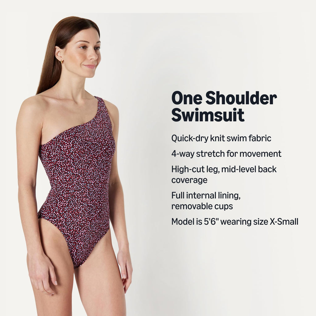 Amazon Essentials Women's One-Shoulder One-Piece Swimsuit