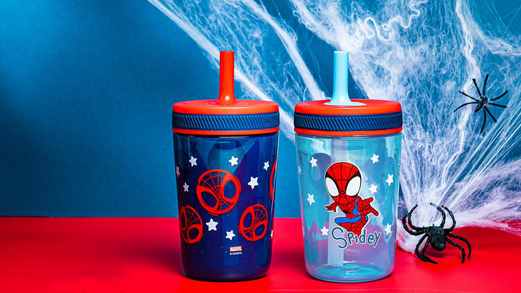 Zak Designs Kelso Toddler Cups For Travel or At Home, 15oz 2-Pack Durable Plastic Sippy Cups With Leak-Proof Design is Perfect For Kids (Sweet Berry, Lemon Zest)