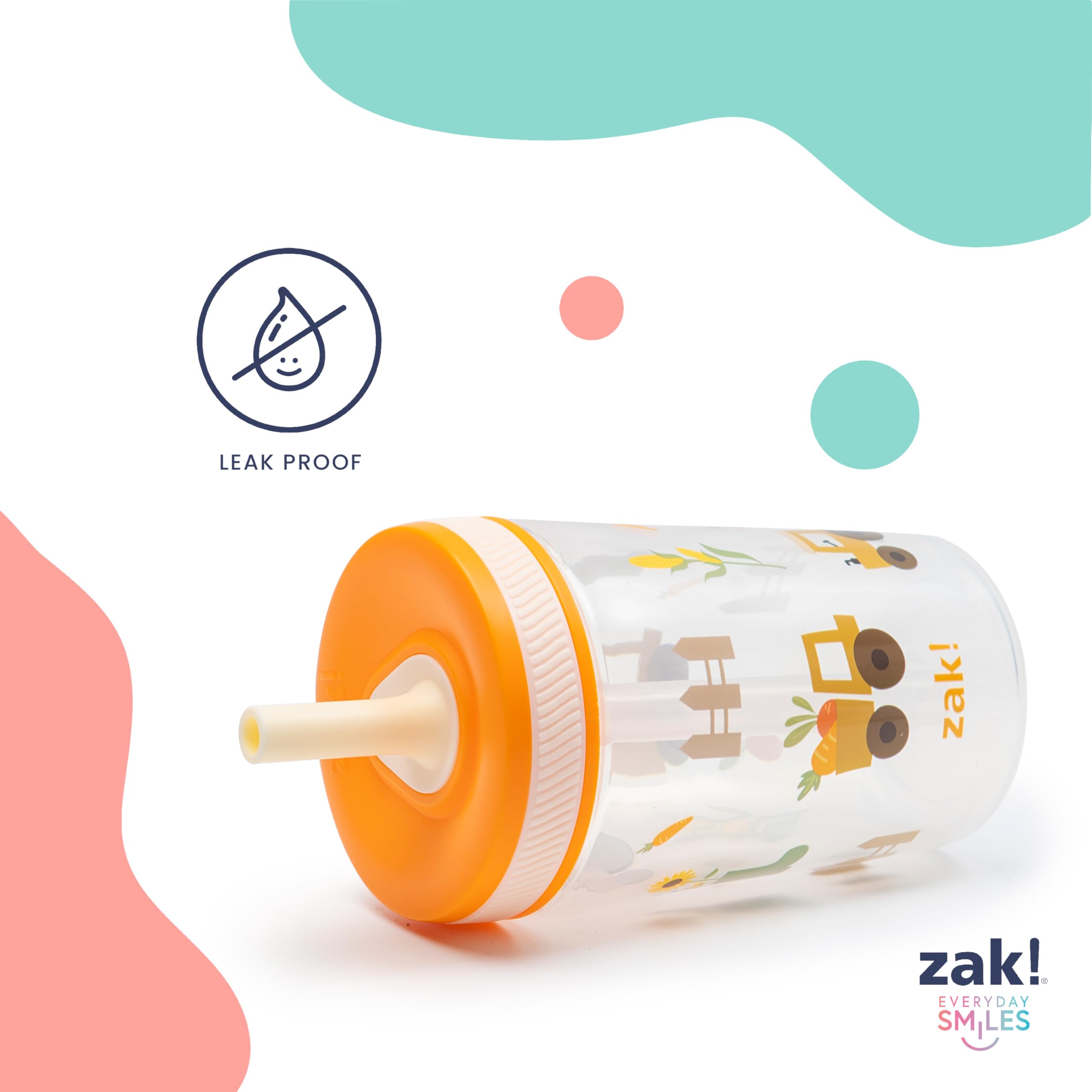 Zak Designs Kelso Toddler Cups For Travel or At Home, 15oz 2-Pack Durable Plastic Sippy Cups With Leak-Proof Design is Perfect For Kids (Sweet Berry, Lemon Zest)