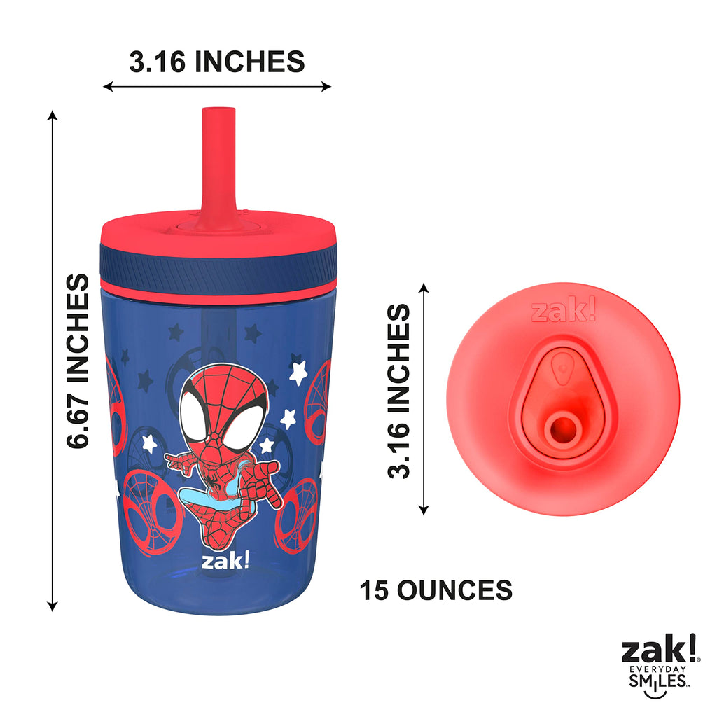 Zak Designs Kelso Toddler Cups For Travel or At Home, 15oz 2-Pack Durable Plastic Sippy Cups With Leak-Proof Design is Perfect For Kids (Sweet Berry, Lemon Zest)