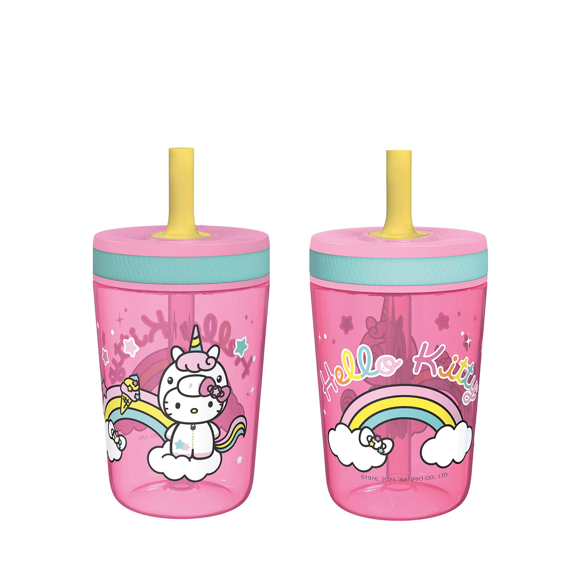 Zak Designs Kelso Toddler Cups For Travel or At Home, 15oz 2-Pack Durable Plastic Sippy Cups With Leak-Proof Design is Perfect For Kids (Sweet Berry, Lemon Zest)