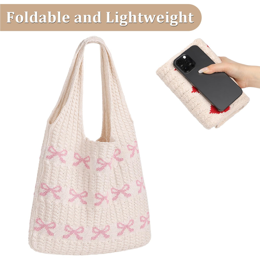 Sightor Crochet Tote Bag, Mesh Beach Bag Knit Summer Hobo Bag Vacation Boho Tote Bag for Women