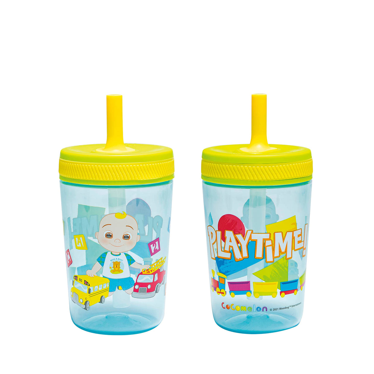 Zak Designs Kelso Toddler Cups For Travel or At Home, 15oz 2-Pack Durable Plastic Sippy Cups With Leak-Proof Design is Perfect For Kids (Sweet Berry, Lemon Zest)