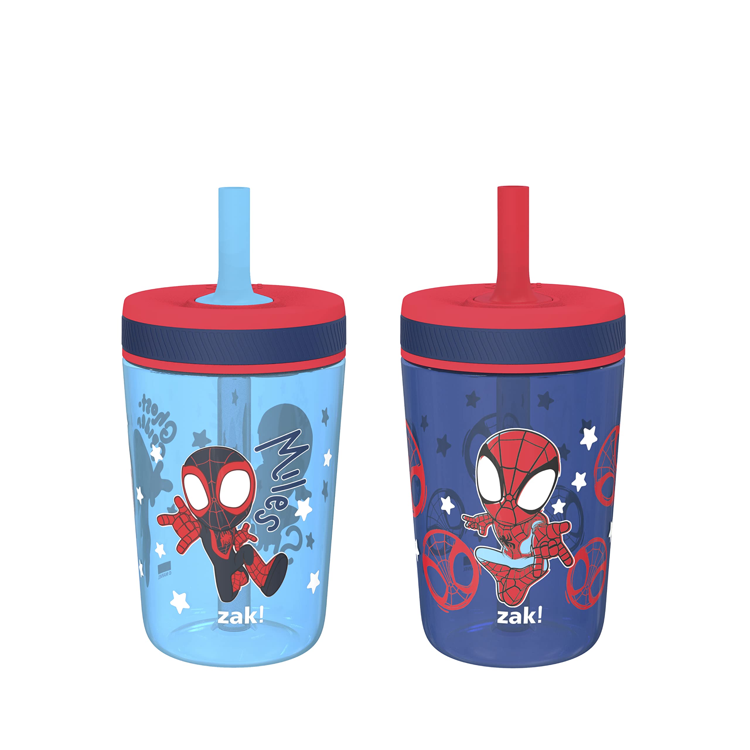 Zak Designs Kelso Toddler Cups For Travel or At Home, 15oz 2-Pack Durable Plastic Sippy Cups With Leak-Proof Design is Perfect For Kids (Sweet Berry, Lemon Zest)