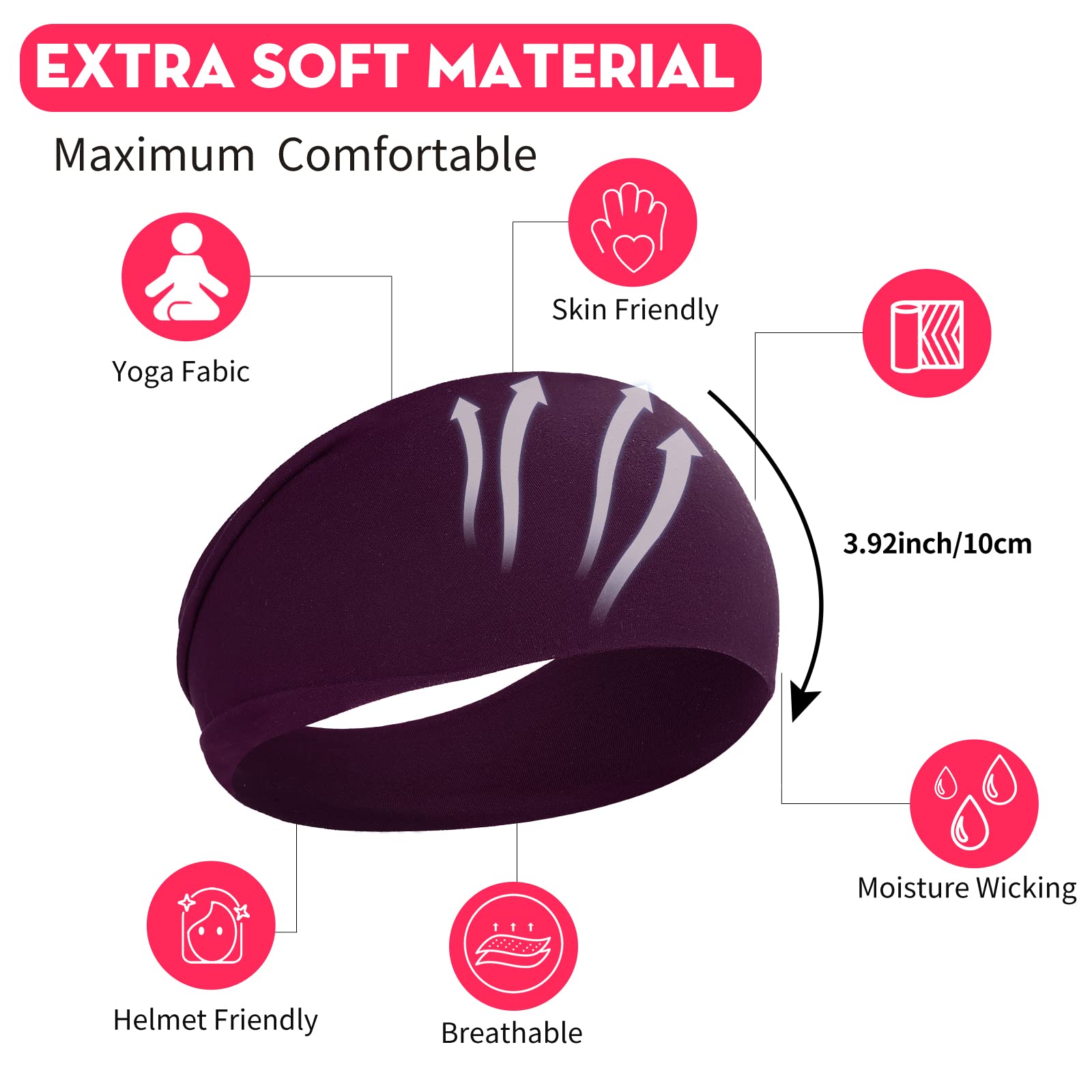 RITOPER Workout Wide Headbands for Women Non Slip, Super Soft Yoga Running Exercise Head Bands, Elastic Sweat Band Hair Bands for Women's Hair, Womens Solid Headband Hair Wrap