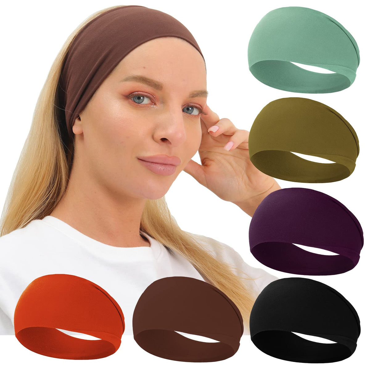 RITOPER Workout Wide Headbands for Women Non Slip, Super Soft Yoga Running Exercise Head Bands, Elastic Sweat Band Hair Bands for Women's Hair, Womens Solid Headband Hair Wrap