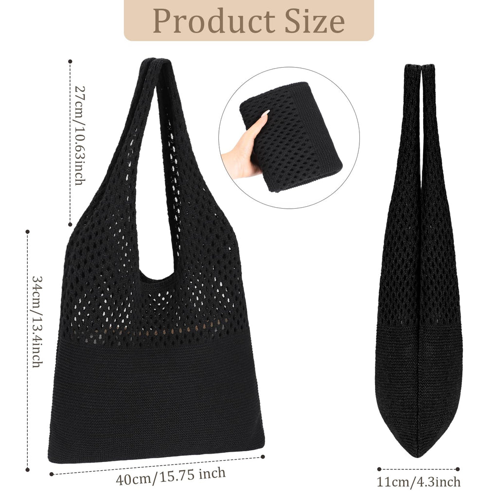 Sightor Crochet Tote Bag, Mesh Beach Bag Knit Summer Hobo Bag Vacation Boho Tote Bag for Women