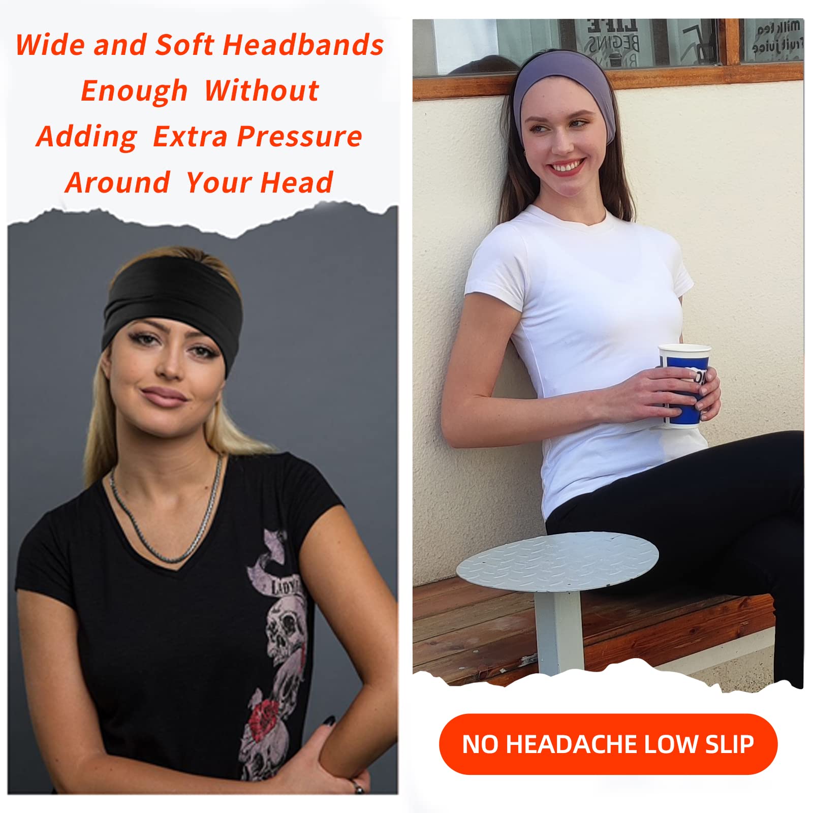 RITOPER Workout Wide Headbands for Women Non Slip, Super Soft Yoga Running Exercise Head Bands, Elastic Sweat Band Hair Bands for Women's Hair, Womens Solid Headband Hair Wrap