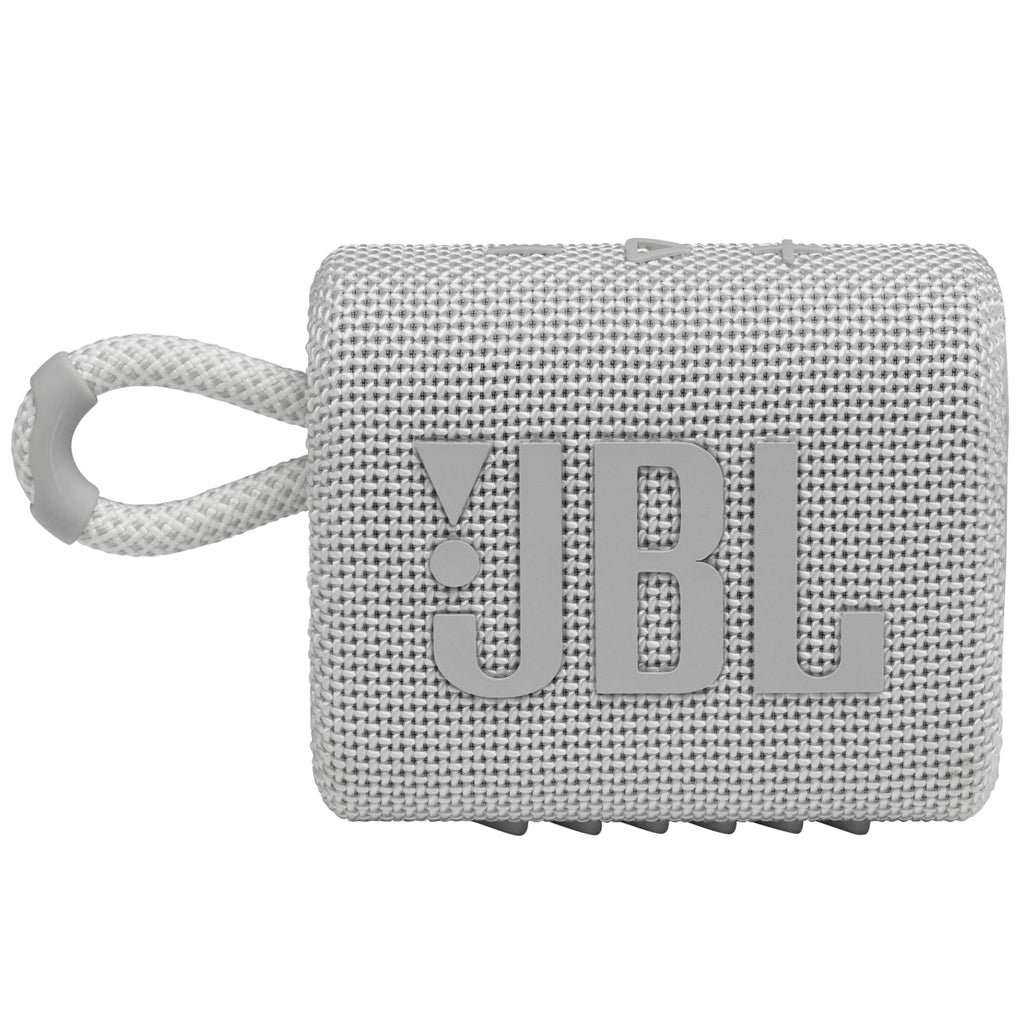JBL Go 3 - Portable Mini Bluetooth Speaker, big audio and punchy bass, IP67 waterproof and dustproof, 5 hours of playtime, speaker for home, outdoor and travel (White)