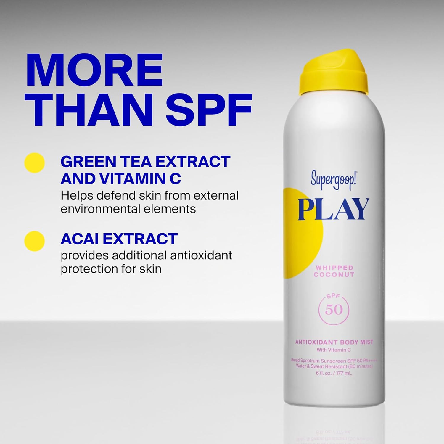 Supergoop! PLAY Antioxidant Body Mist Vitamin C -SPF 50 PA++++ Broad Spectrum Sunscreen - Body Spray - Great for Active Days