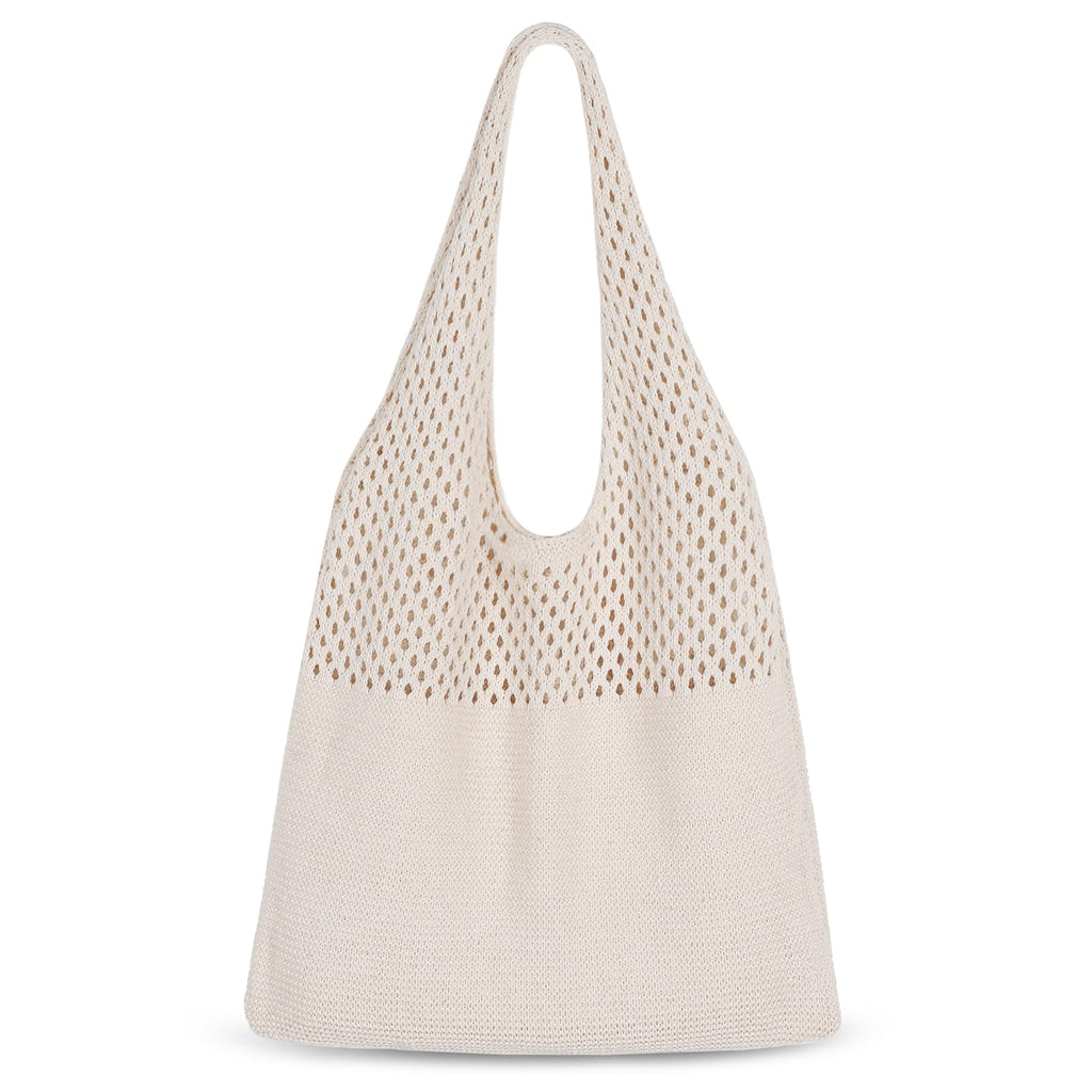 Sightor Crochet Tote Bag, Mesh Beach Bag Knit Summer Hobo Bag Vacation Boho Tote Bag for Women
