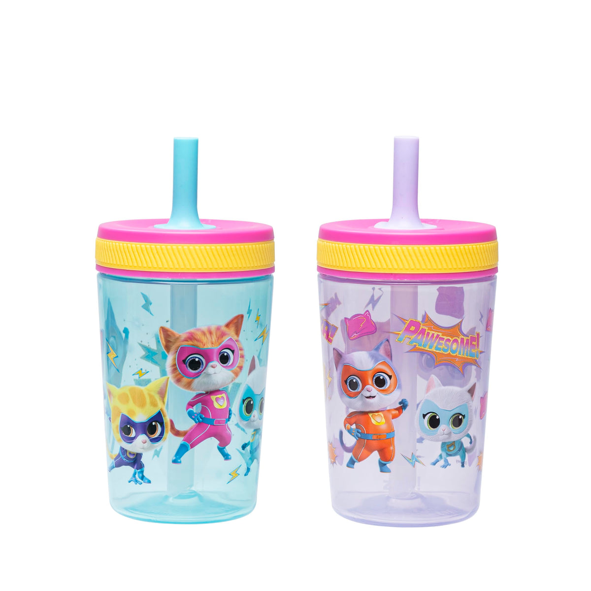 Zak Designs Kelso Toddler Cups For Travel or At Home, 15oz 2-Pack Durable Plastic Sippy Cups With Leak-Proof Design is Perfect For Kids (Sweet Berry, Lemon Zest)
