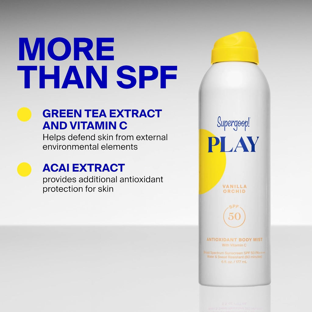 Supergoop! PLAY Antioxidant Body Mist Vitamin C -SPF 50 PA++++ Broad Spectrum Sunscreen - Body Spray - Great for Active Days
