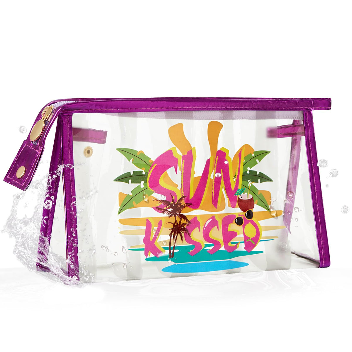 COSHAYSOO Sunscreen Bag Clear Makeup Toiletry Pouch Beach Vacation Essentials for Women Teen Girls Trip Gifts Summer Pool Travel Must Have Accessories Waterproof Stuff