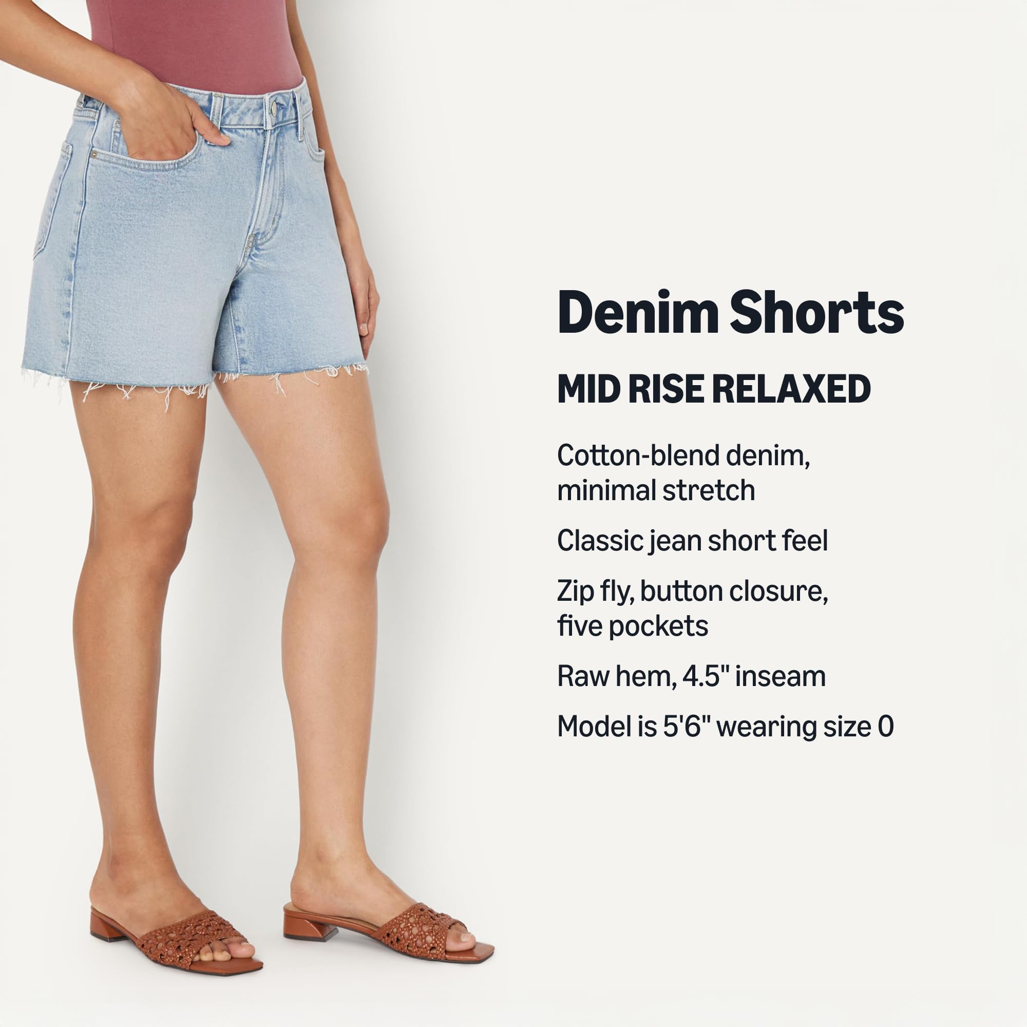 Amazon Essentials Women's Low Stretch Mid-Rise Regular-Fit Jean Short