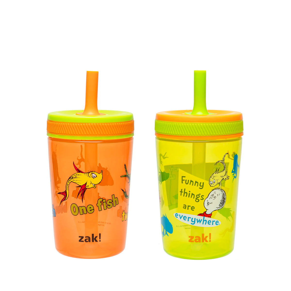 Zak Designs Kelso Toddler Cups For Travel or At Home, 15oz 2-Pack Durable Plastic Sippy Cups With Leak-Proof Design is Perfect For Kids (Sweet Berry, Lemon Zest)