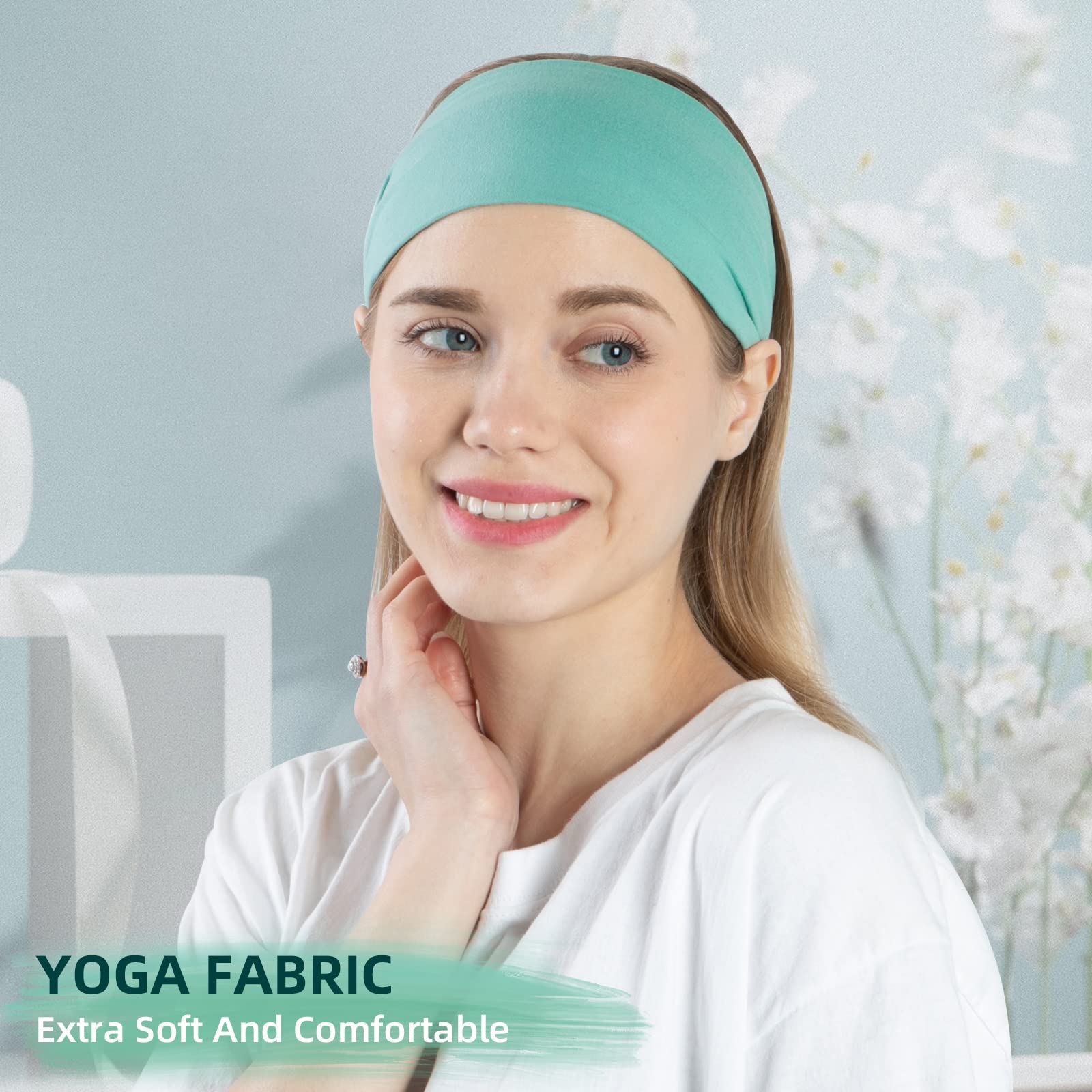 RITOPER Workout Wide Headbands for Women Non Slip, Super Soft Yoga Running Exercise Head Bands, Elastic Sweat Band Hair Bands for Women's Hair, Womens Solid Headband Hair Wrap