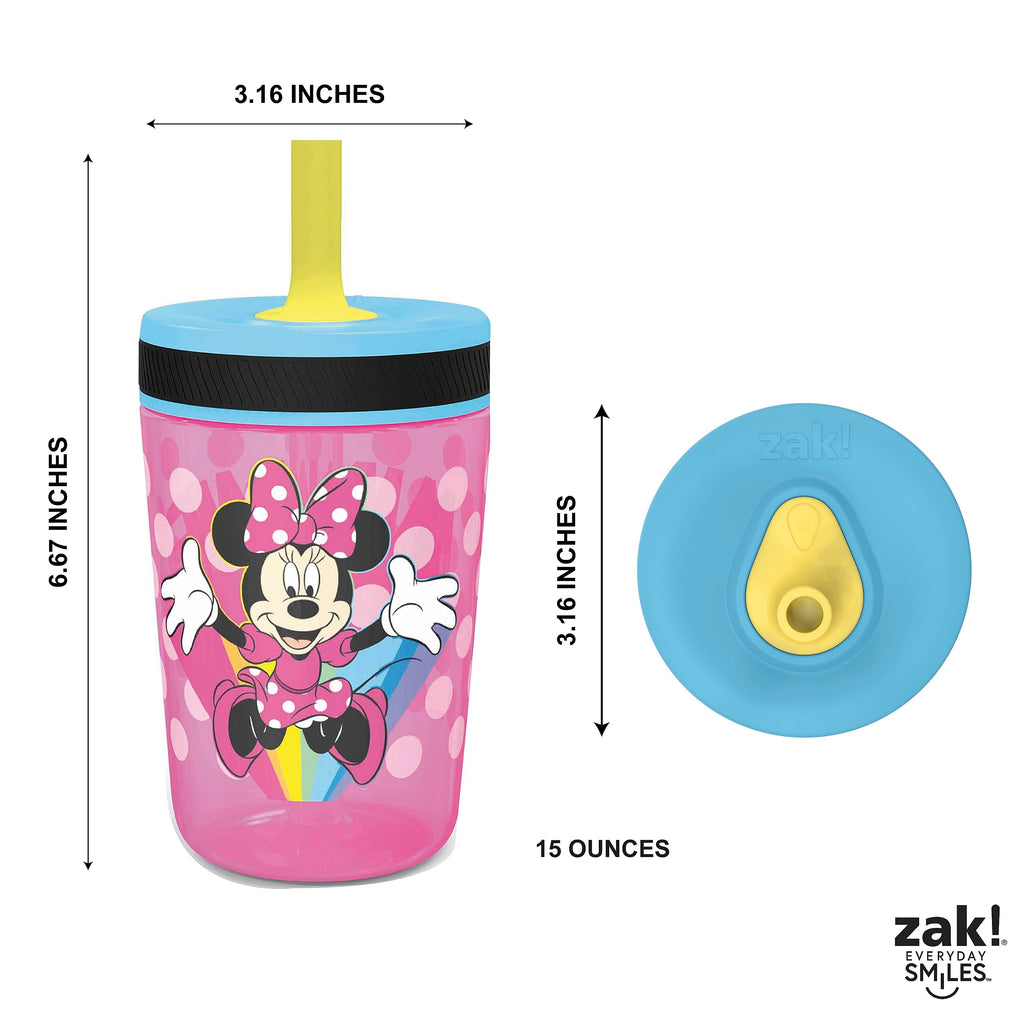 Zak Designs Kelso Toddler Cups For Travel or At Home, 15oz 2-Pack Durable Plastic Sippy Cups With Leak-Proof Design is Perfect For Kids (Sweet Berry, Lemon Zest)