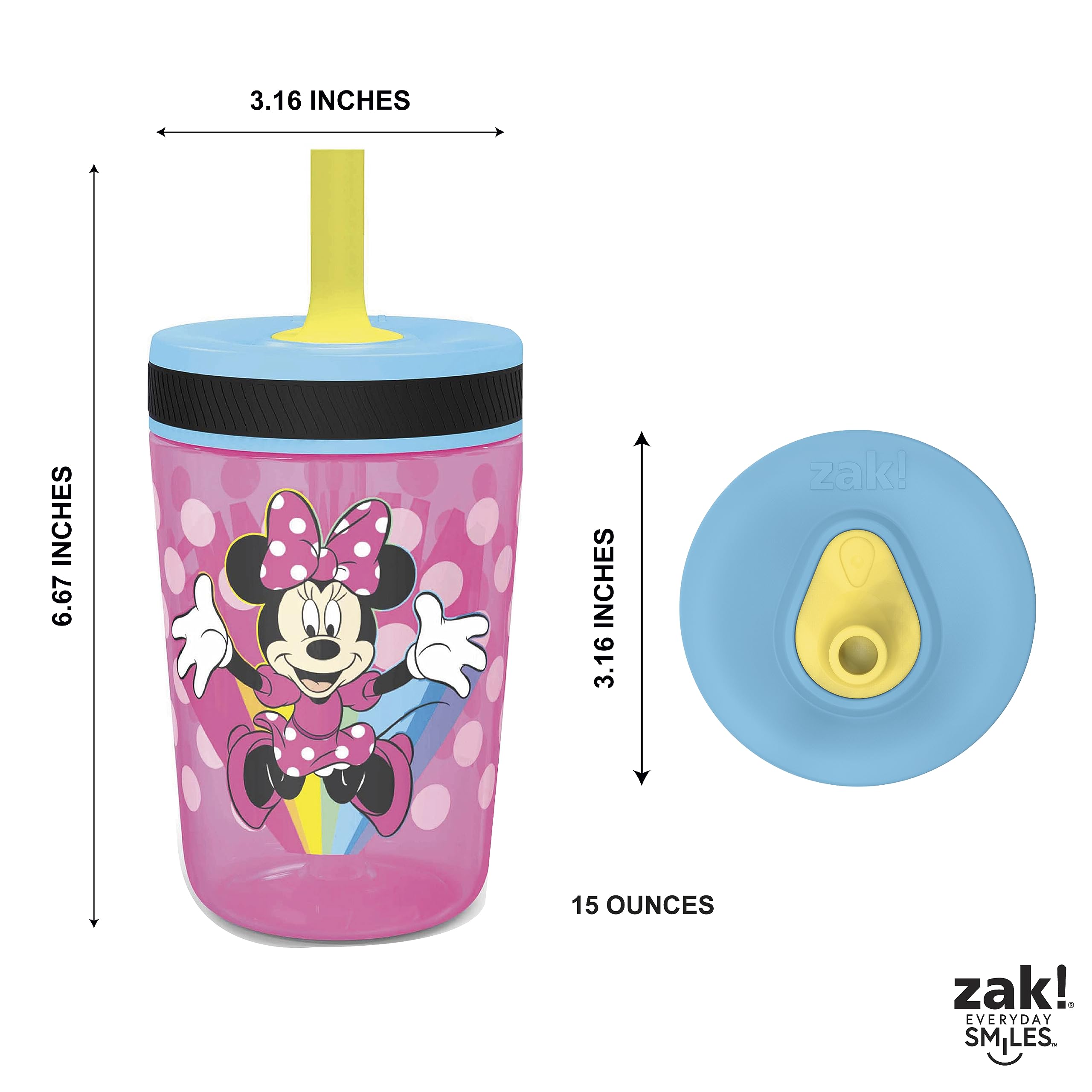 Zak Designs Kelso Toddler Cups For Travel or At Home, 15oz 2-Pack Durable Plastic Sippy Cups With Leak-Proof Design is Perfect For Kids (Sweet Berry, Lemon Zest)