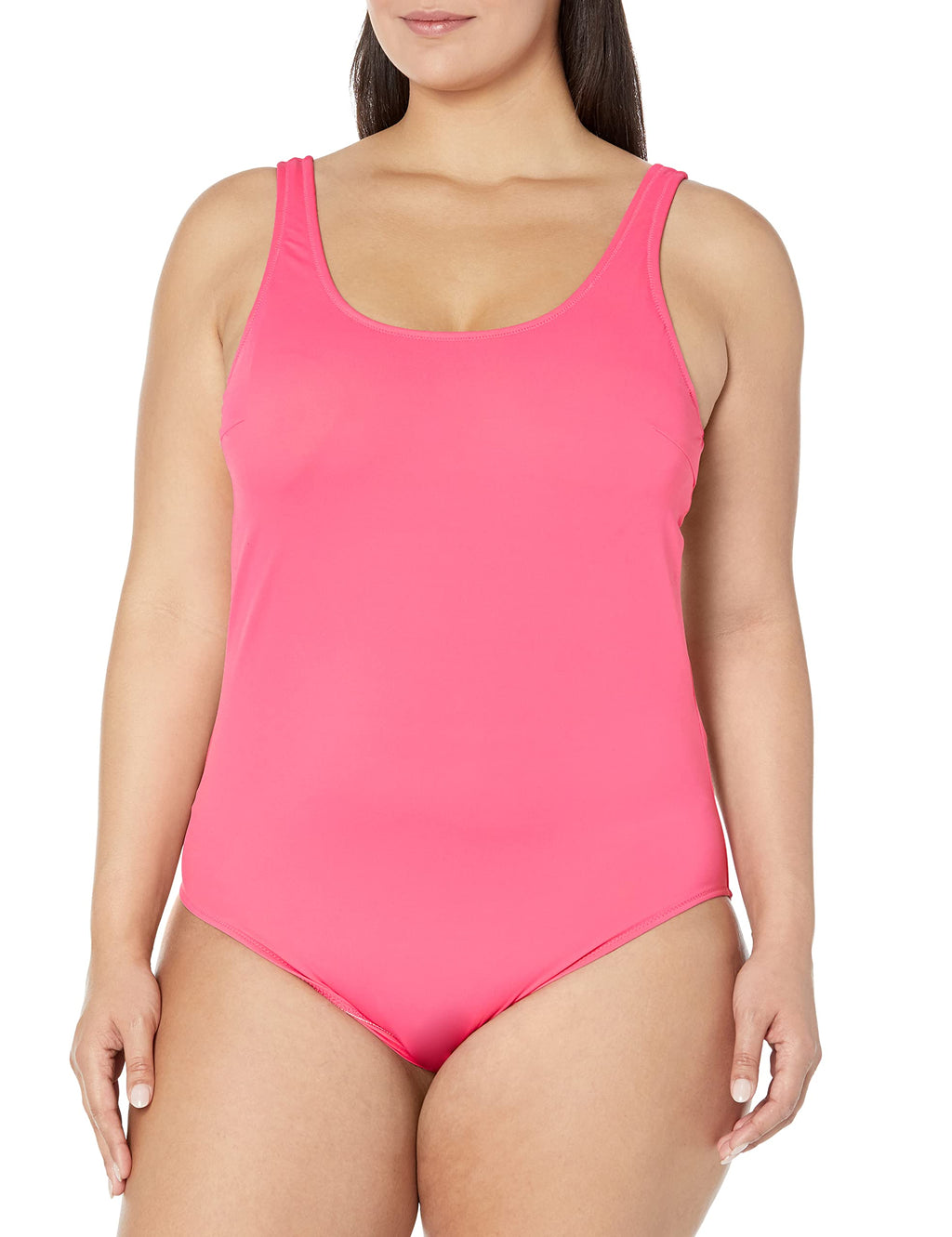 Amazon Essentials Women's One-Piece Scoop Neck Coverage Swimsuit (Available in Plus Size)