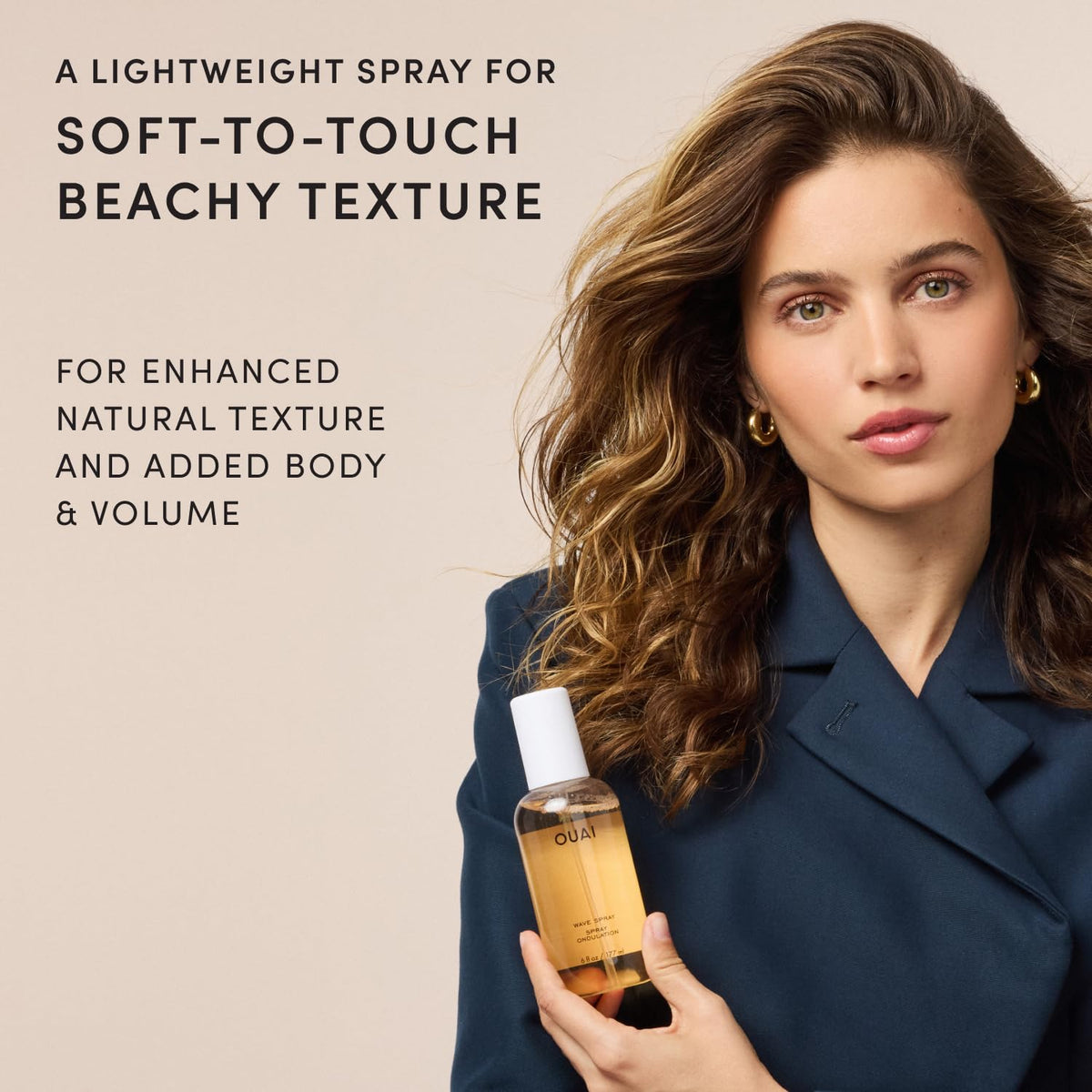 OUAI Travel Size Wave Spray - Texture Spray for Hair with Coconut Oil and Rice Protein - Adds Texture, Volume & Shine for Beach Waves - Paraben Free, Safe for Color & Keratin-Treated Hair (3 fl oz)