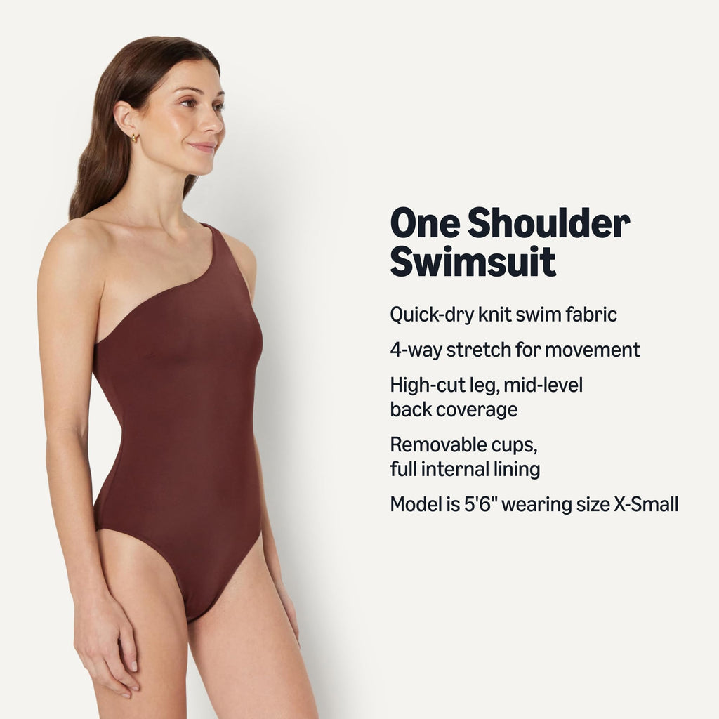 Amazon Essentials Women's One-Shoulder One-Piece Swimsuit