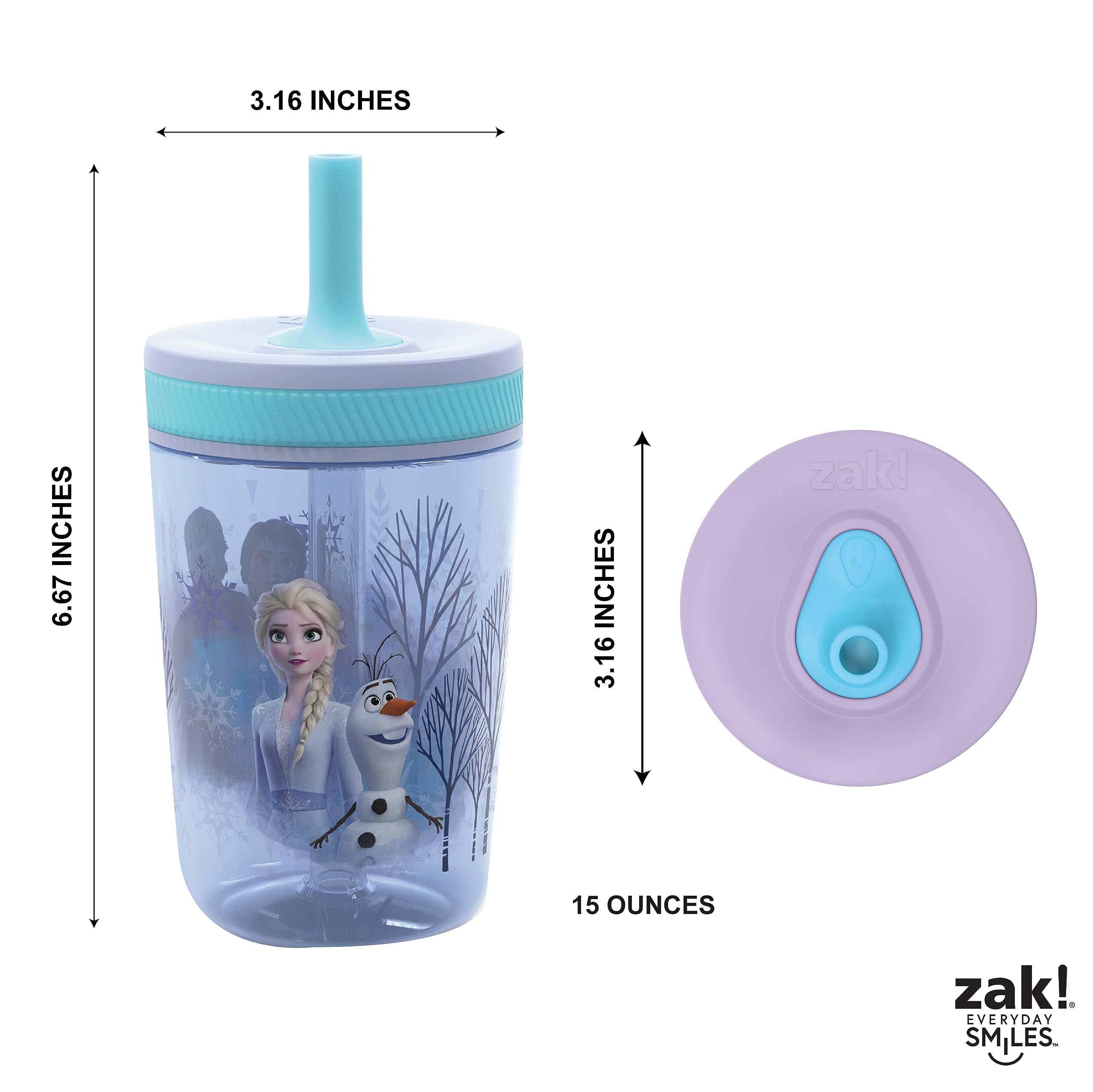 Zak Designs Kelso Toddler Cups For Travel or At Home, 15oz 2-Pack Durable Plastic Sippy Cups With Leak-Proof Design is Perfect For Kids (Sweet Berry, Lemon Zest)