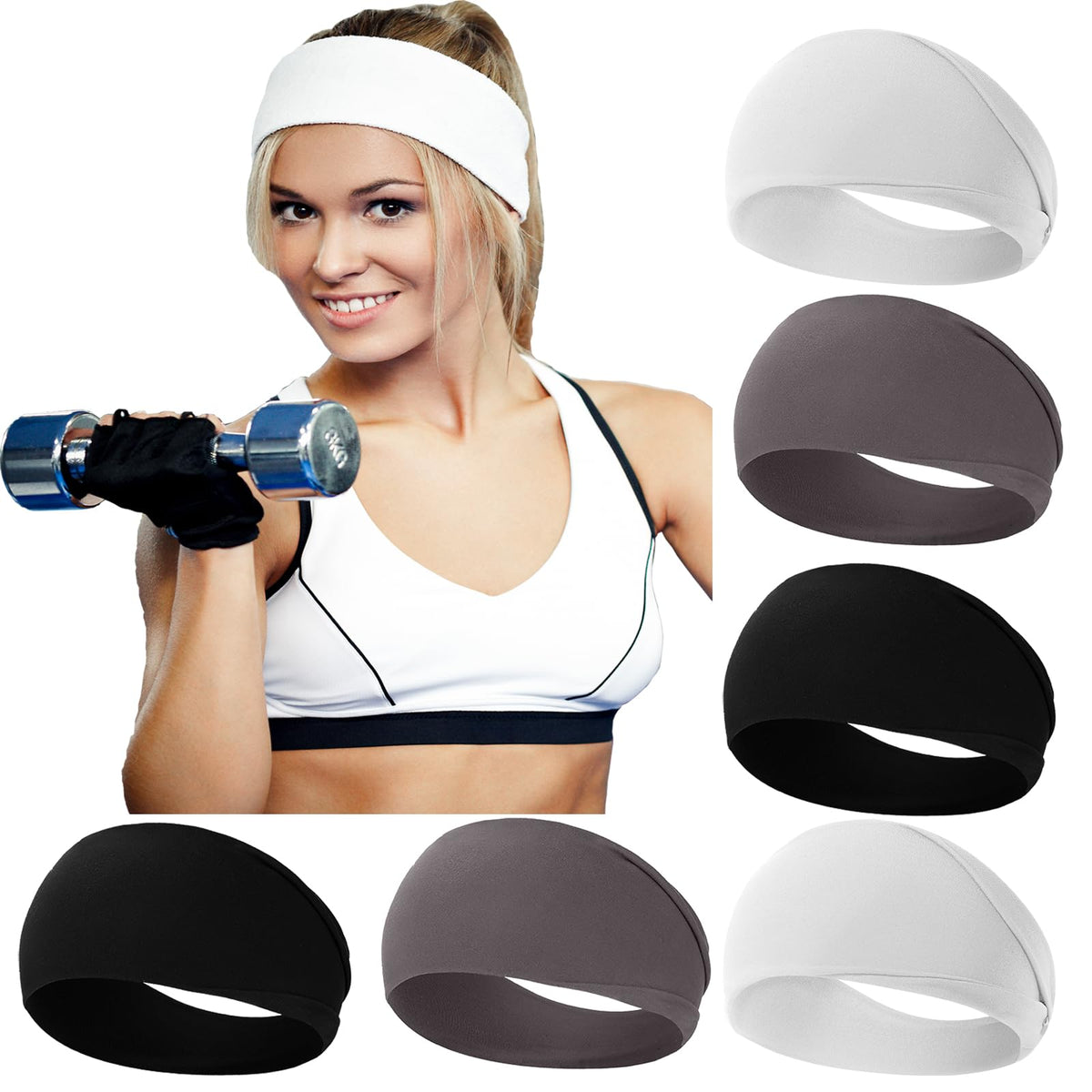 RITOPER Workout Wide Headbands for Women Non Slip, Super Soft Yoga Running Exercise Head Bands, Elastic Sweat Band Hair Bands for Women's Hair, Womens Solid Headband Hair Wrap