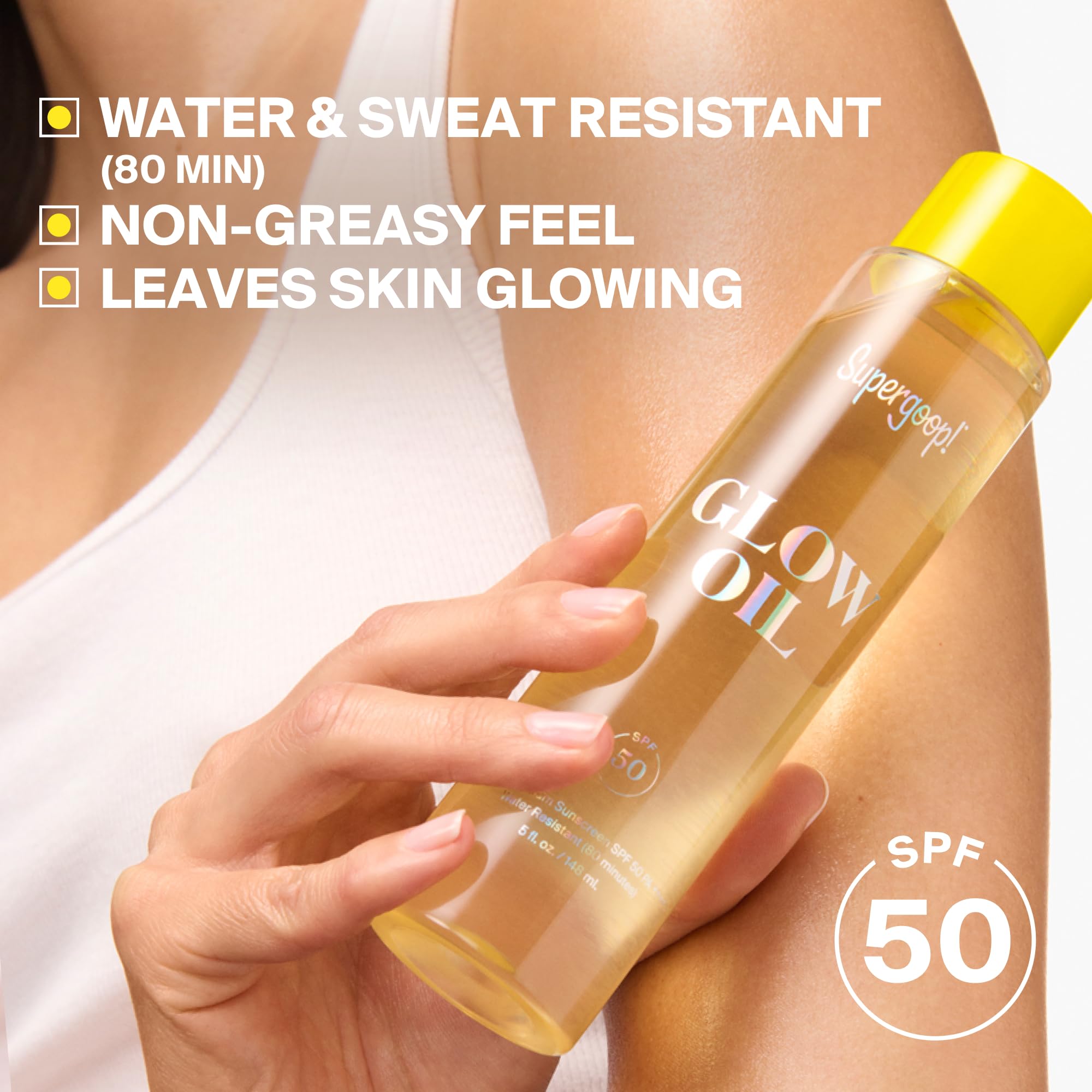 Supergoop! Glow Oil - SPF 50 PA++++ Vitamin E Body Oil + Broad Spectrum Sunscreen Protection - With Marigold, Meadowfoam & Grape Seed Extracts | PA++++, With Marigold, Meadowfoam, Grape Seed Extracts