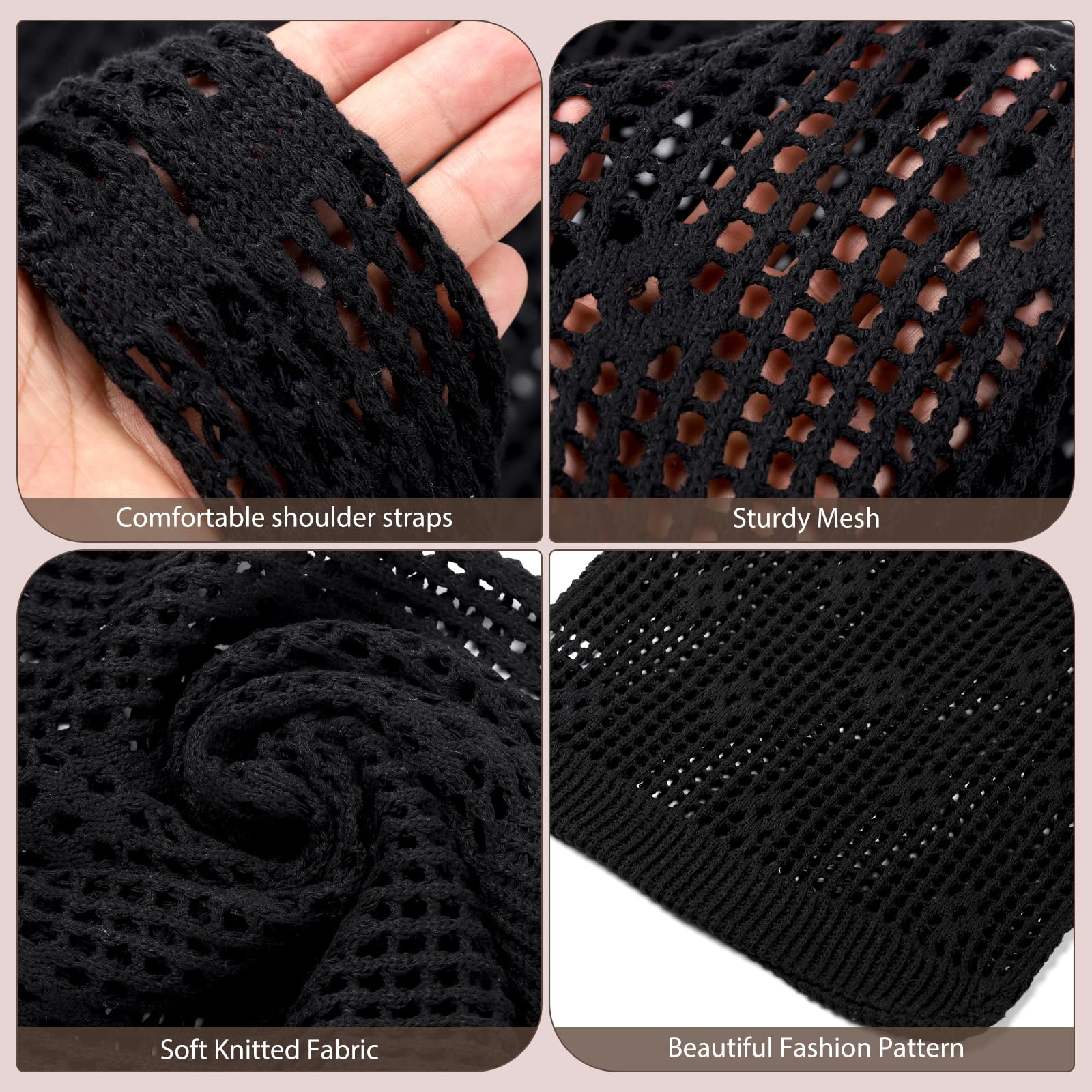 Sightor Crochet Tote Bag, Mesh Beach Bag Knit Summer Hobo Bag Vacation Boho Tote Bag for Women