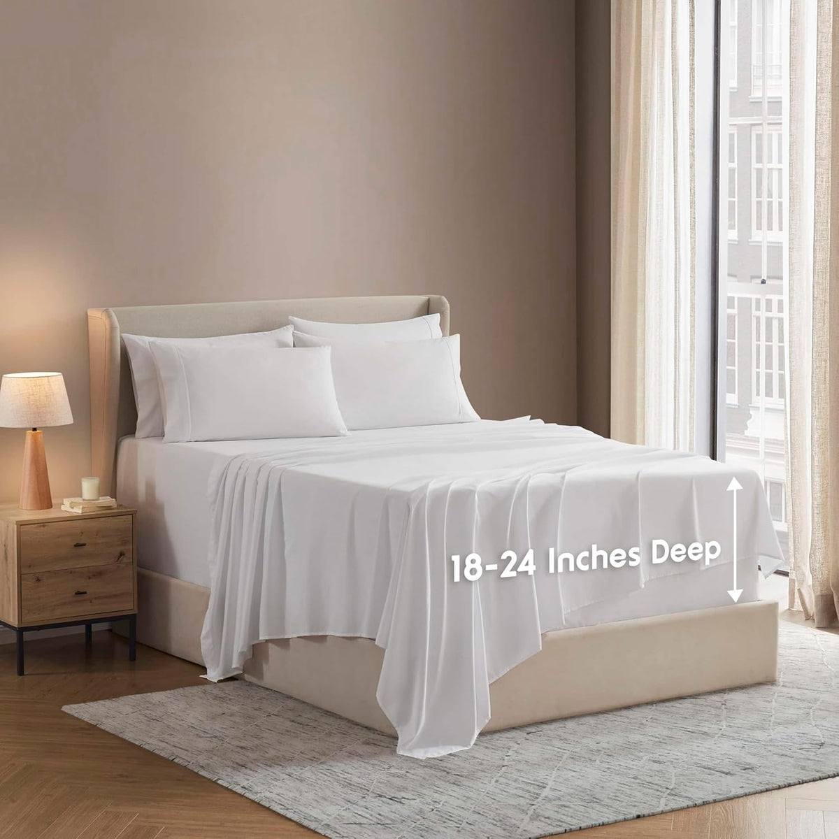Nestl Extra Deep King Sheet Set - 6 Piece Breathable & Cooling Sheets - Hotel Luxury Bedding Set w/18-24 Inch Deep Pockets - Easy & Secure Fit - Super Soft, Wrinkle Free & Comfy - Dark Gray