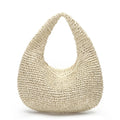 Herald Handmade Crescent Straw Bag for Women, Summer Beach Hobo Raffia Woven Underarm Shoulder Handbag Purse Tote