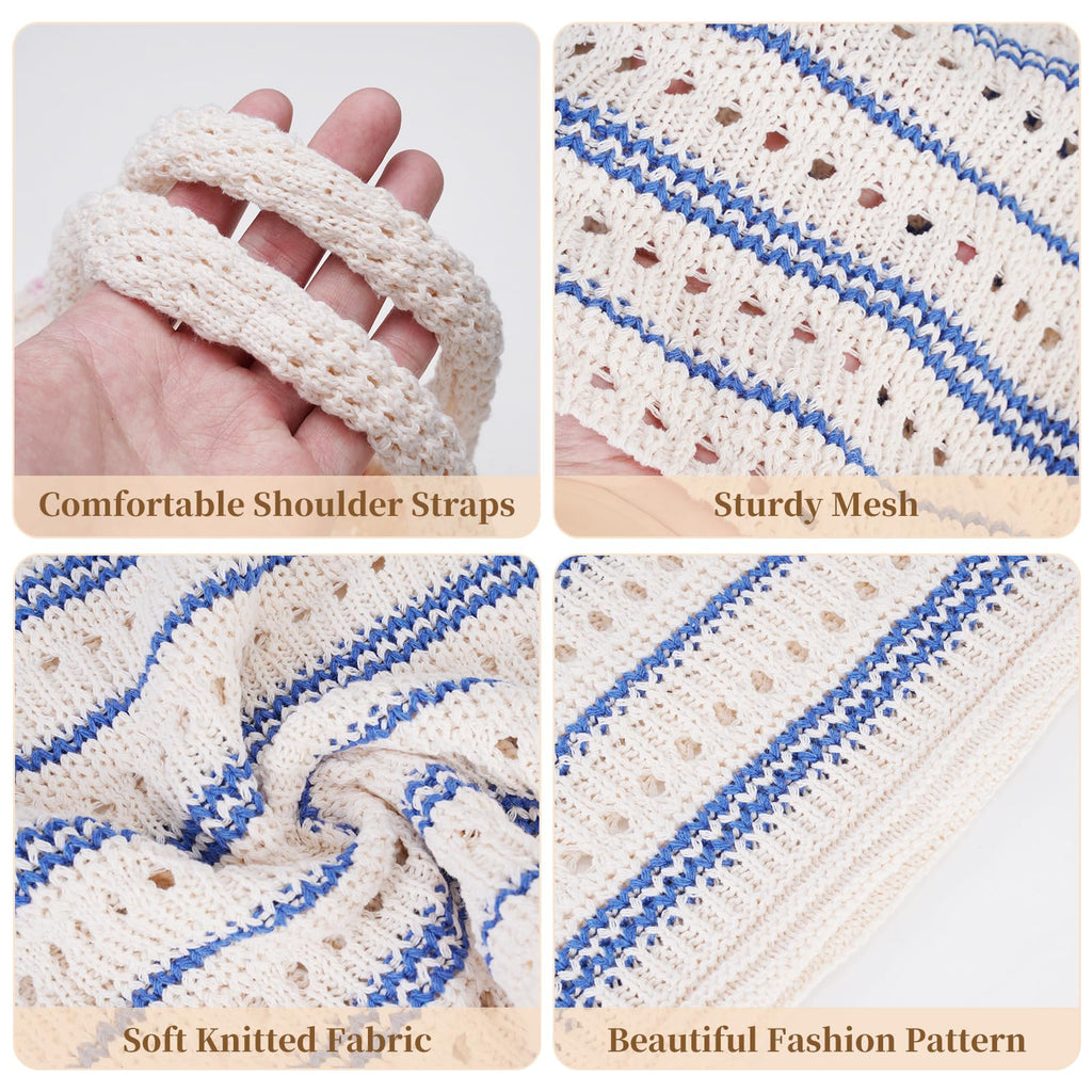 Sightor Crochet Tote Bag, Mesh Beach Bag Knit Summer Hobo Bag Vacation Boho Tote Bag for Women