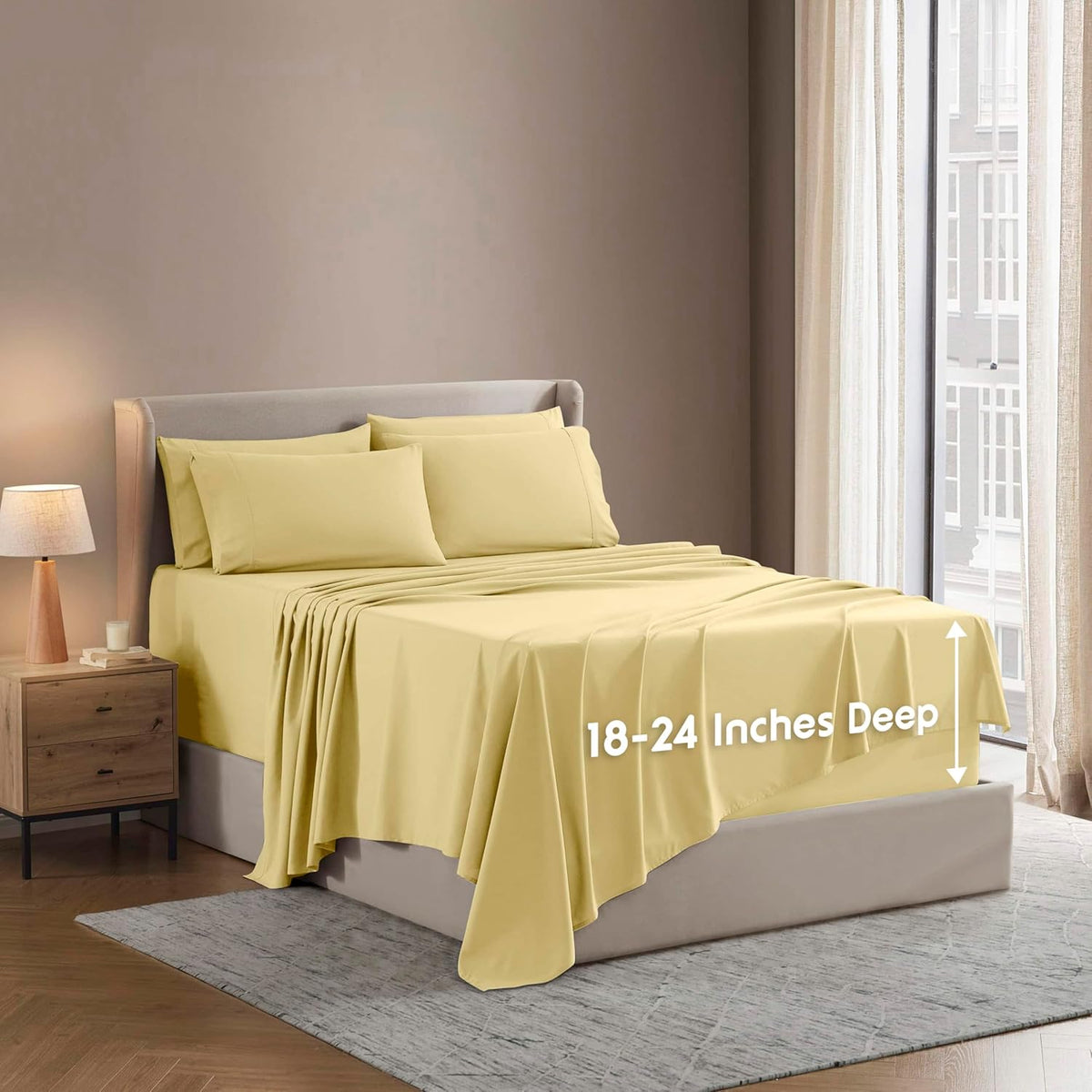 Nestl Extra Deep King Sheet Set - 6 Piece Breathable & Cooling Sheets - Hotel Luxury Bedding Set w/18-24 Inch Deep Pockets - Easy & Secure Fit - Super Soft, Wrinkle Free & Comfy - Dark Gray