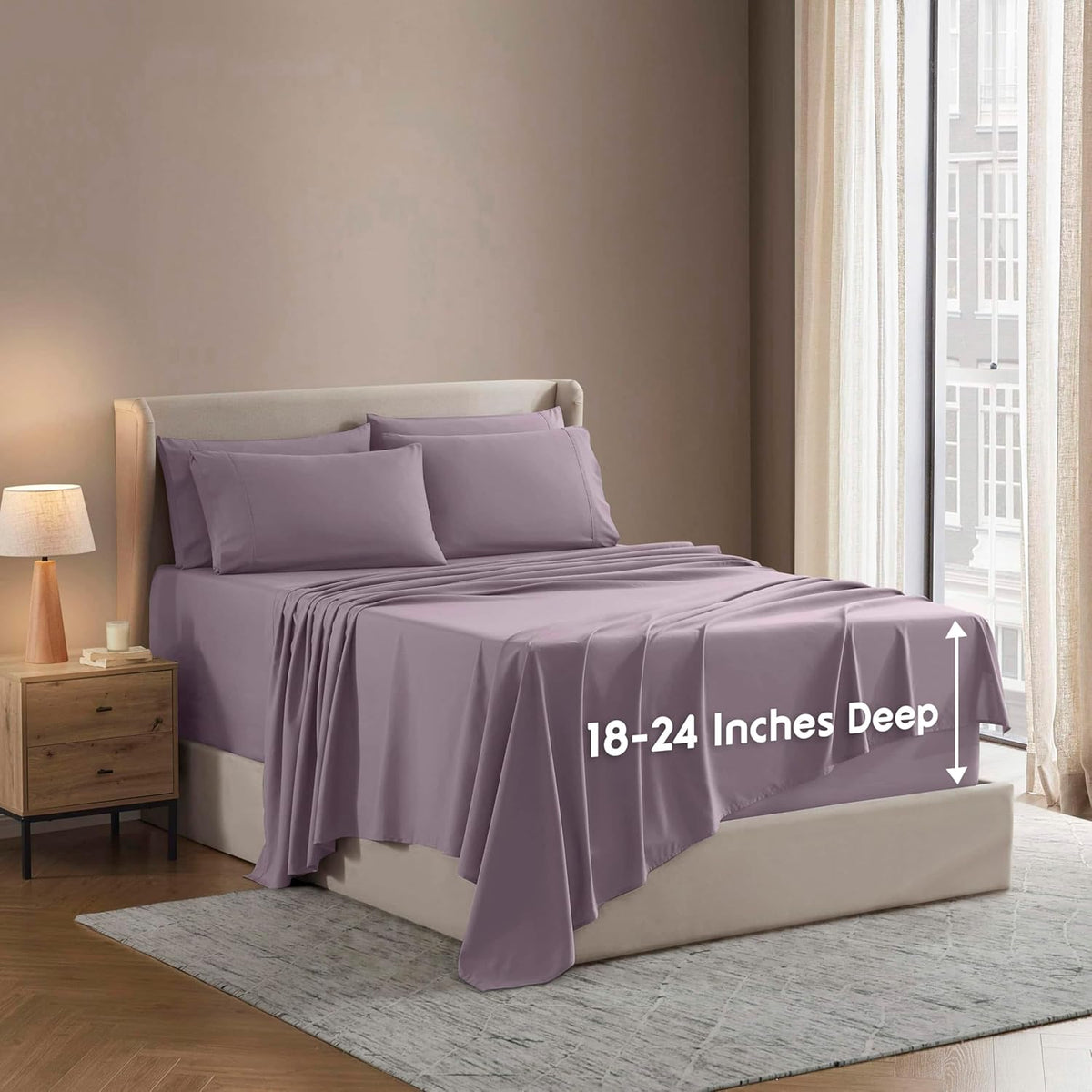Nestl Extra Deep King Sheet Set - 6 Piece Breathable & Cooling Sheets - Hotel Luxury Bedding Set w/18-24 Inch Deep Pockets - Easy & Secure Fit - Super Soft, Wrinkle Free & Comfy - Dark Gray