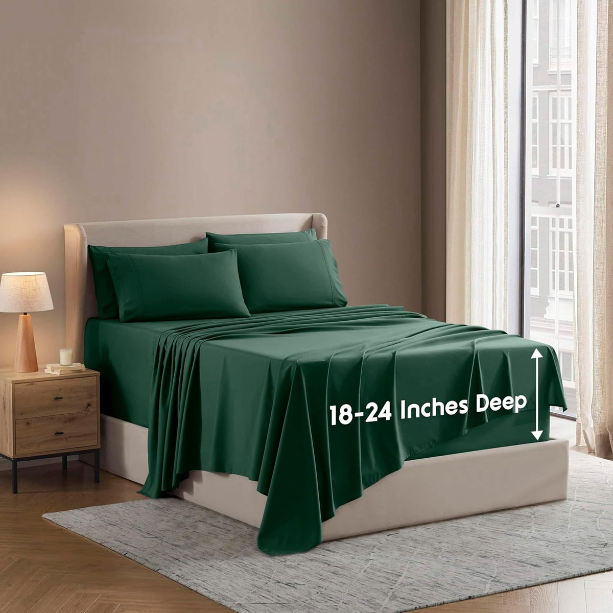 Nestl Extra Deep King Sheet Set - 6 Piece Breathable & Cooling Sheets - Hotel Luxury Bedding Set w/18-24 Inch Deep Pockets - Easy & Secure Fit - Super Soft, Wrinkle Free & Comfy - Dark Gray