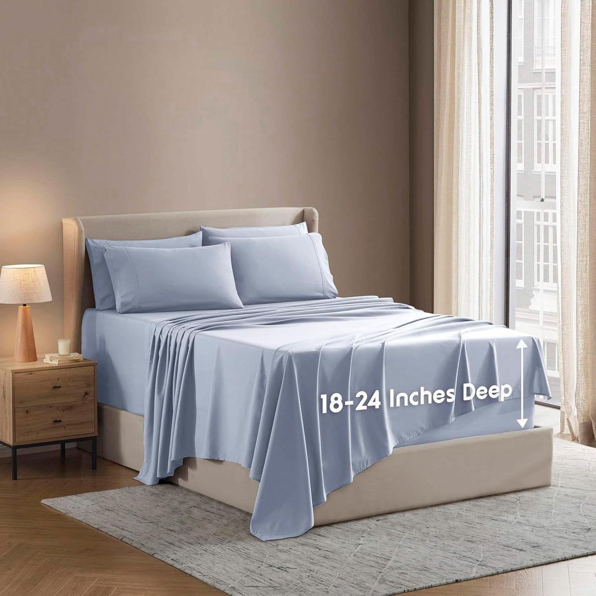 Nestl Extra Deep King Sheet Set - 6 Piece Breathable & Cooling Sheets - Hotel Luxury Bedding Set w/18-24 Inch Deep Pockets - Easy & Secure Fit - Super Soft, Wrinkle Free & Comfy - Dark Gray