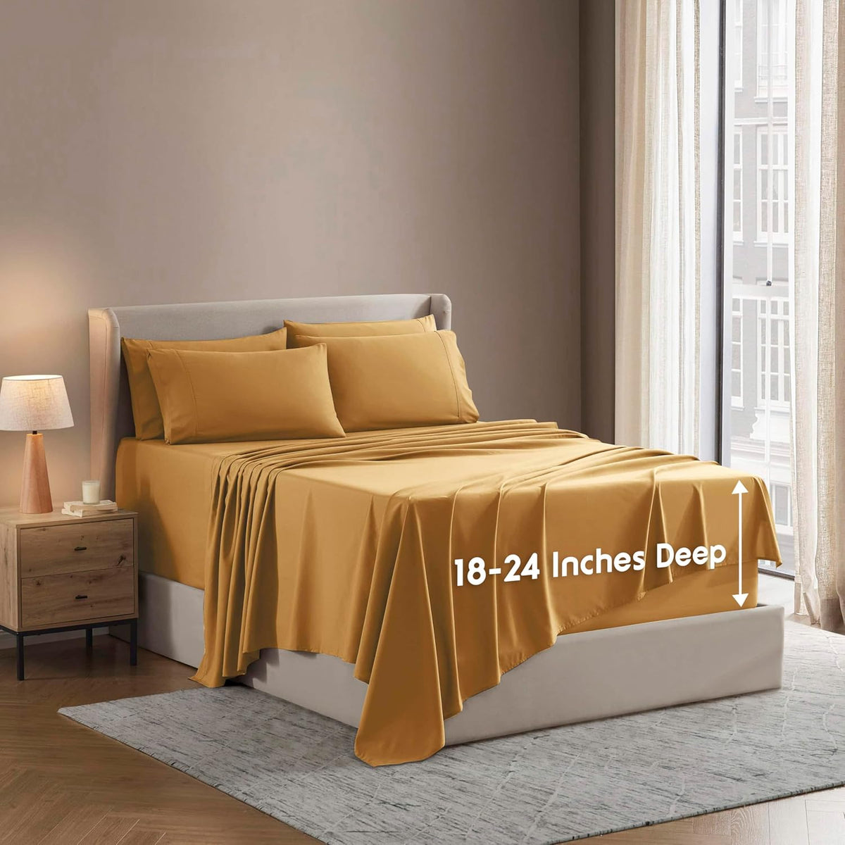 Nestl Extra Deep King Sheet Set - 6 Piece Breathable & Cooling Sheets - Hotel Luxury Bedding Set w/18-24 Inch Deep Pockets - Easy & Secure Fit - Super Soft, Wrinkle Free & Comfy - Dark Gray
