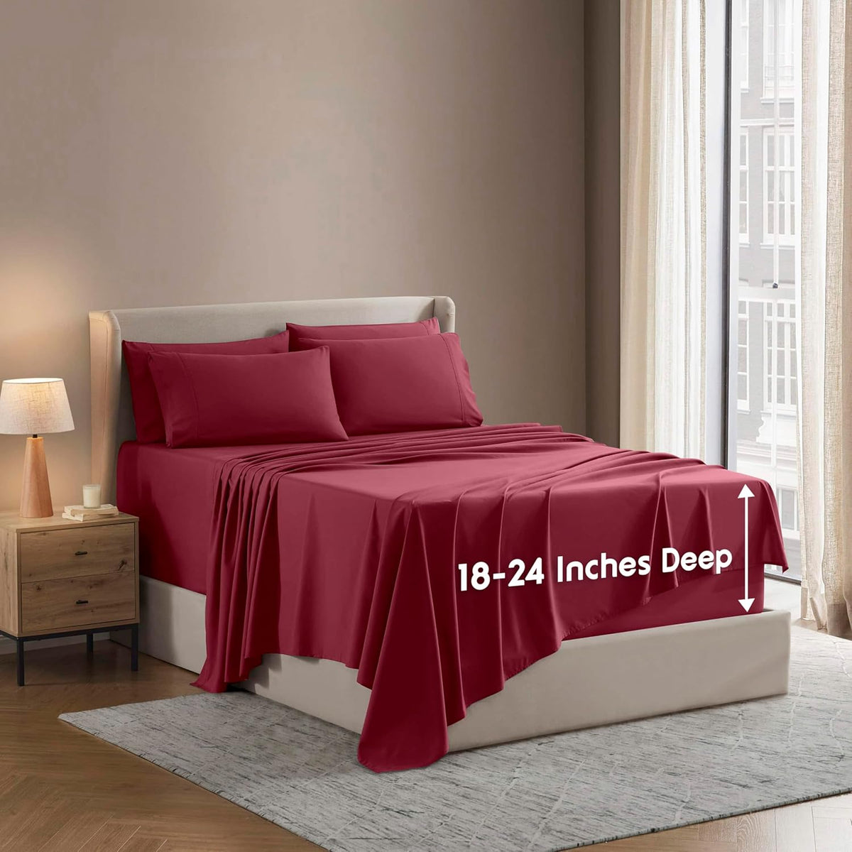 Nestl Extra Deep King Sheet Set - 6 Piece Breathable & Cooling Sheets - Hotel Luxury Bedding Set w/18-24 Inch Deep Pockets - Easy & Secure Fit - Super Soft, Wrinkle Free & Comfy - Dark Gray