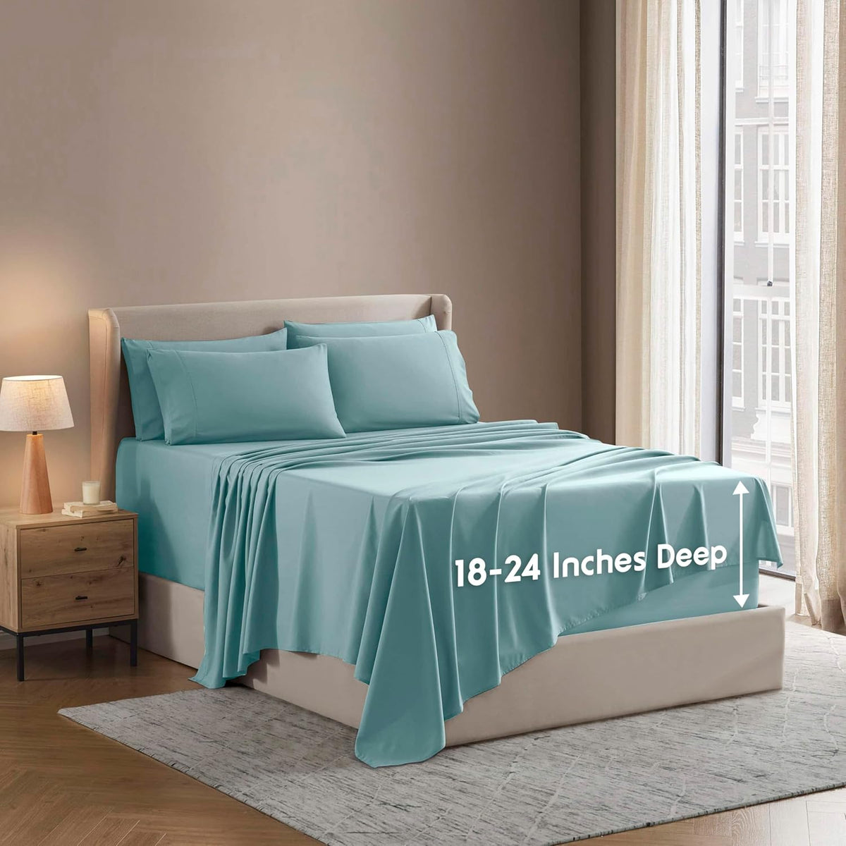 Nestl Extra Deep King Sheet Set - 6 Piece Breathable & Cooling Sheets - Hotel Luxury Bedding Set w/18-24 Inch Deep Pockets - Easy & Secure Fit - Super Soft, Wrinkle Free & Comfy - Dark Gray