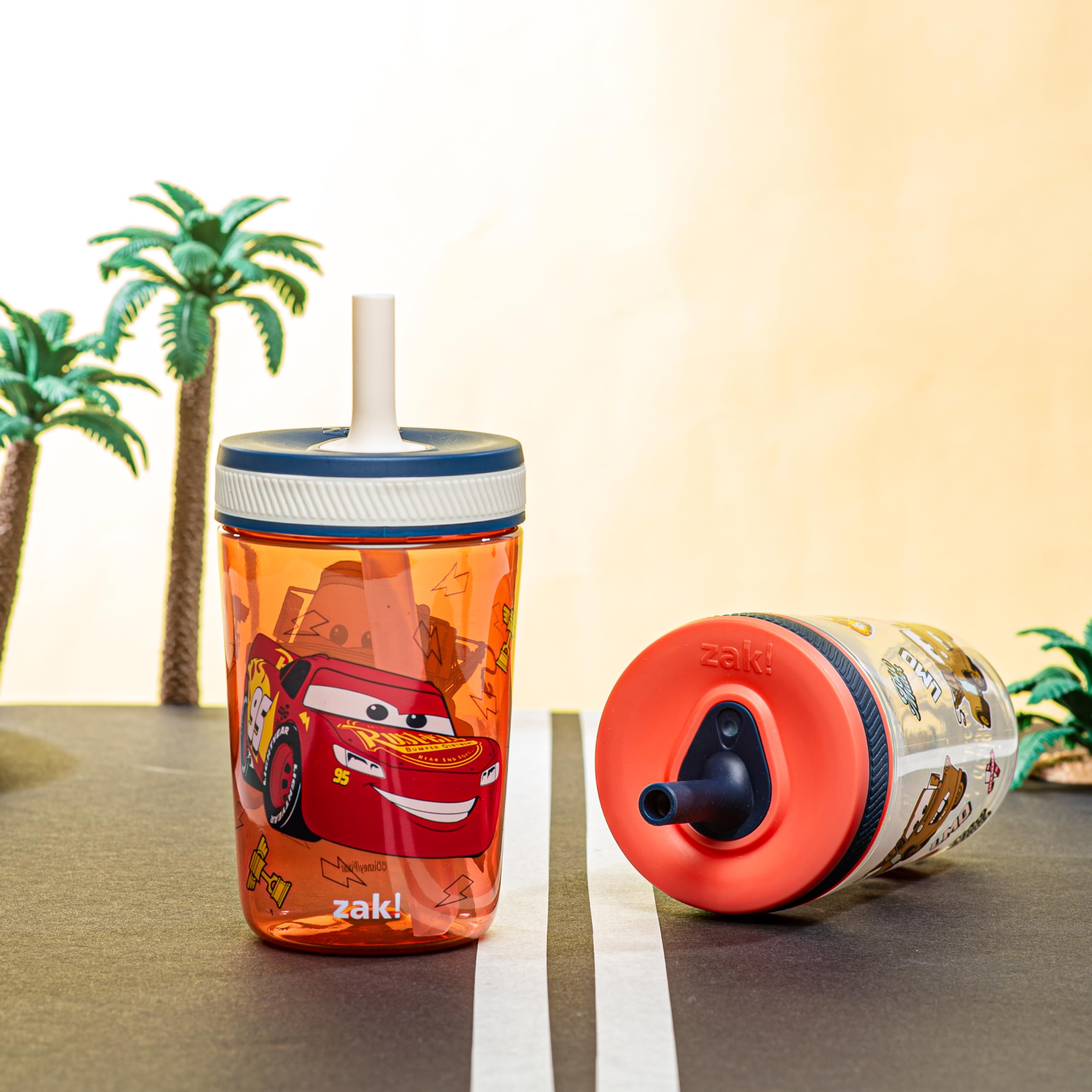 Zak Designs Kelso Toddler Cups For Travel or At Home, 15oz 2-Pack Durable Plastic Sippy Cups With Leak-Proof Design is Perfect For Kids (Sweet Berry, Lemon Zest)