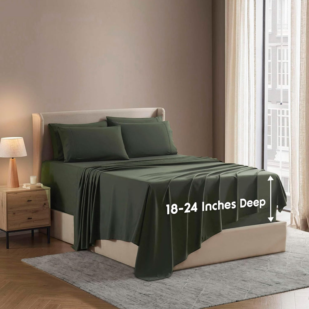 Nestl Extra Deep King Sheet Set - 6 Piece Breathable & Cooling Sheets - Hotel Luxury Bedding Set w/18-24 Inch Deep Pockets - Easy & Secure Fit - Super Soft, Wrinkle Free & Comfy - Dark Gray