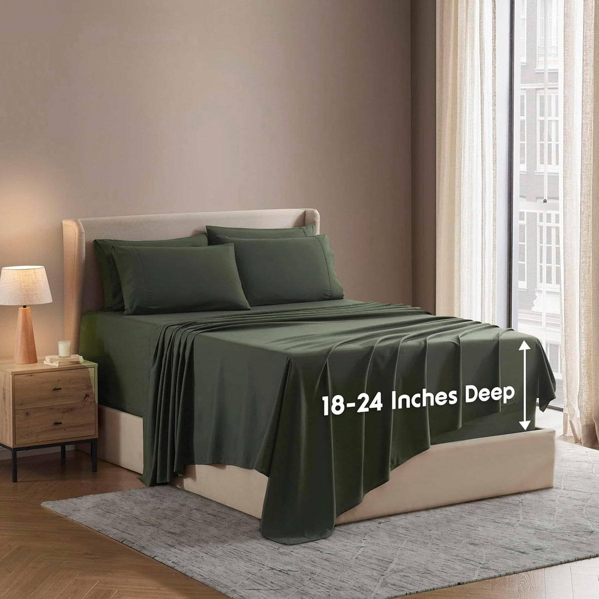 Nestl Extra Deep King Sheet Set - 6 Piece Breathable & Cooling Sheets - Hotel Luxury Bedding Set w/18-24 Inch Deep Pockets - Easy & Secure Fit - Super Soft, Wrinkle Free & Comfy - Dark Gray