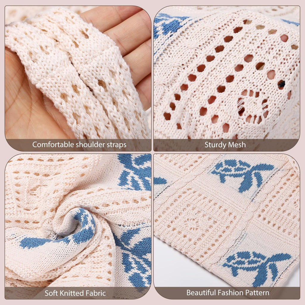 Sightor Crochet Tote Bag, Mesh Beach Bag Knit Summer Hobo Bag Vacation Boho Tote Bag for Women