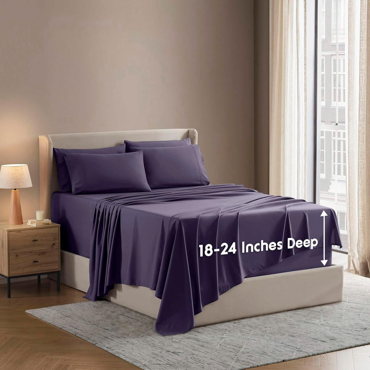 Nestl Extra Deep King Sheet Set - 6 Piece Breathable & Cooling Sheets - Hotel Luxury Bedding Set w/18-24 Inch Deep Pockets - Easy & Secure Fit - Super Soft, Wrinkle Free & Comfy - Dark Gray