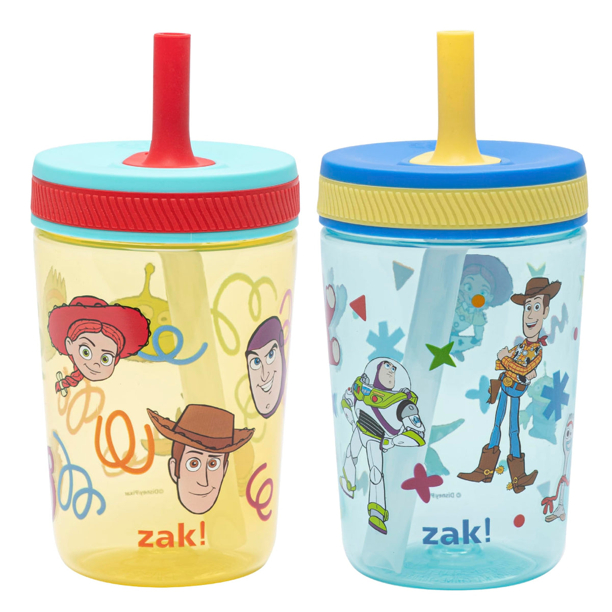 Zak Designs Kelso Toddler Cups For Travel or At Home, 15oz 2-Pack Durable Plastic Sippy Cups With Leak-Proof Design is Perfect For Kids (Sweet Berry, Lemon Zest)