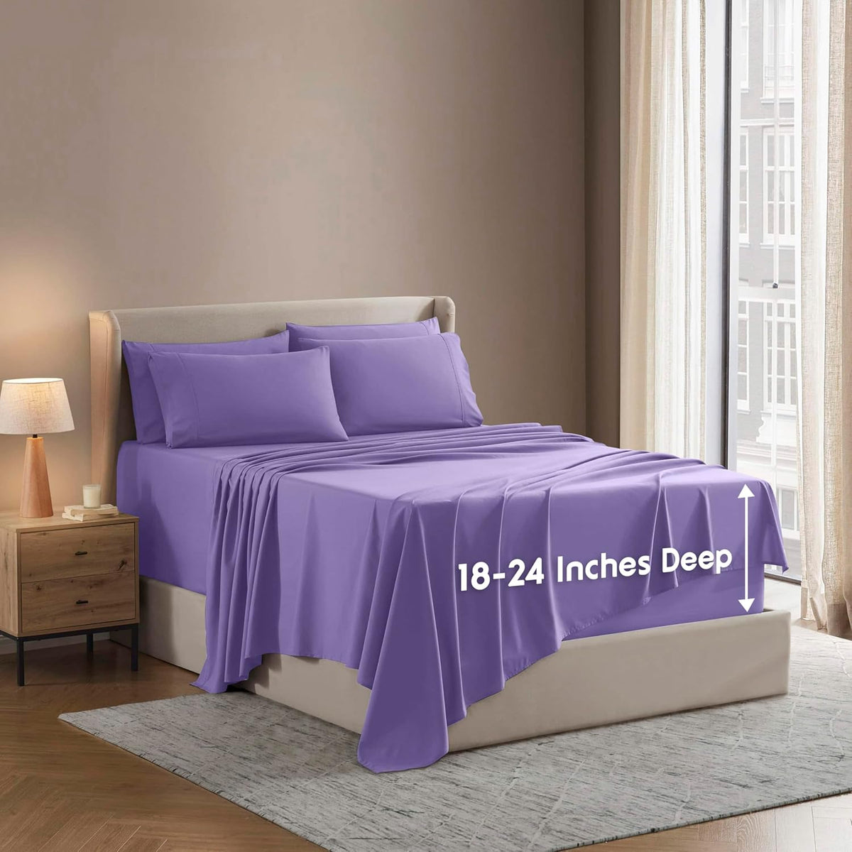 Nestl Extra Deep King Sheet Set - 6 Piece Breathable & Cooling Sheets - Hotel Luxury Bedding Set w/18-24 Inch Deep Pockets - Easy & Secure Fit - Super Soft, Wrinkle Free & Comfy - Dark Gray